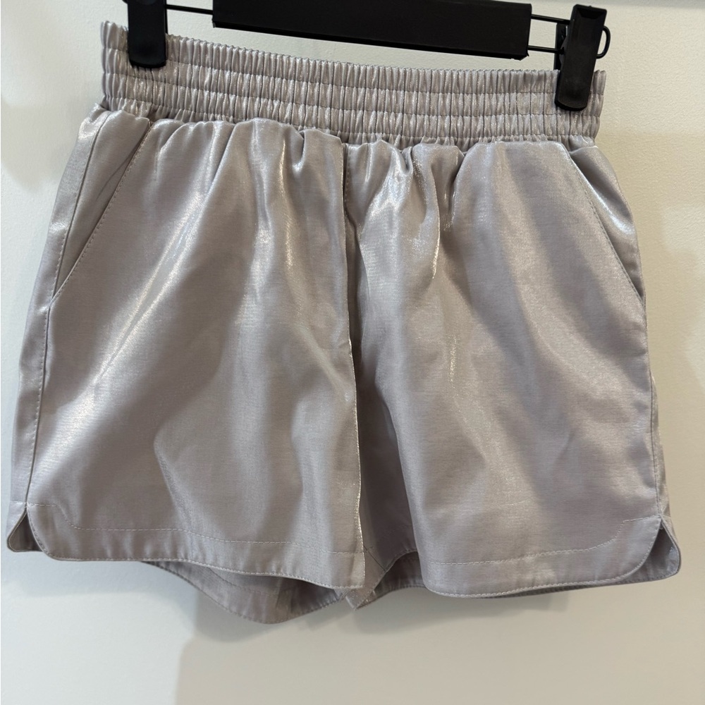 Silver satin metallic Shorts